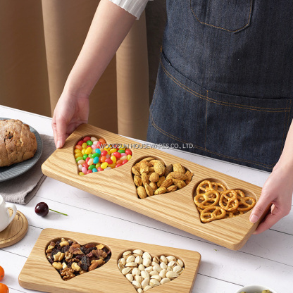 Woodsun Heart Shape Mothers Day Snack Wood Dessert Service Plates for Food Kids