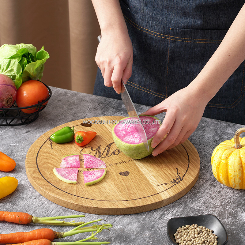 Woodsun Mother's Day Gift Custom Logo Round Cutting Board Modern