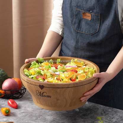 Woodsun ODM OEM Custom Mixing Wood Salad Bowl Food for Mother's Day Gift