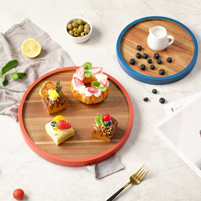 Woodsun Eco Friendly Appetizer Serving Acacia Wood Dessert Plates Food Kids