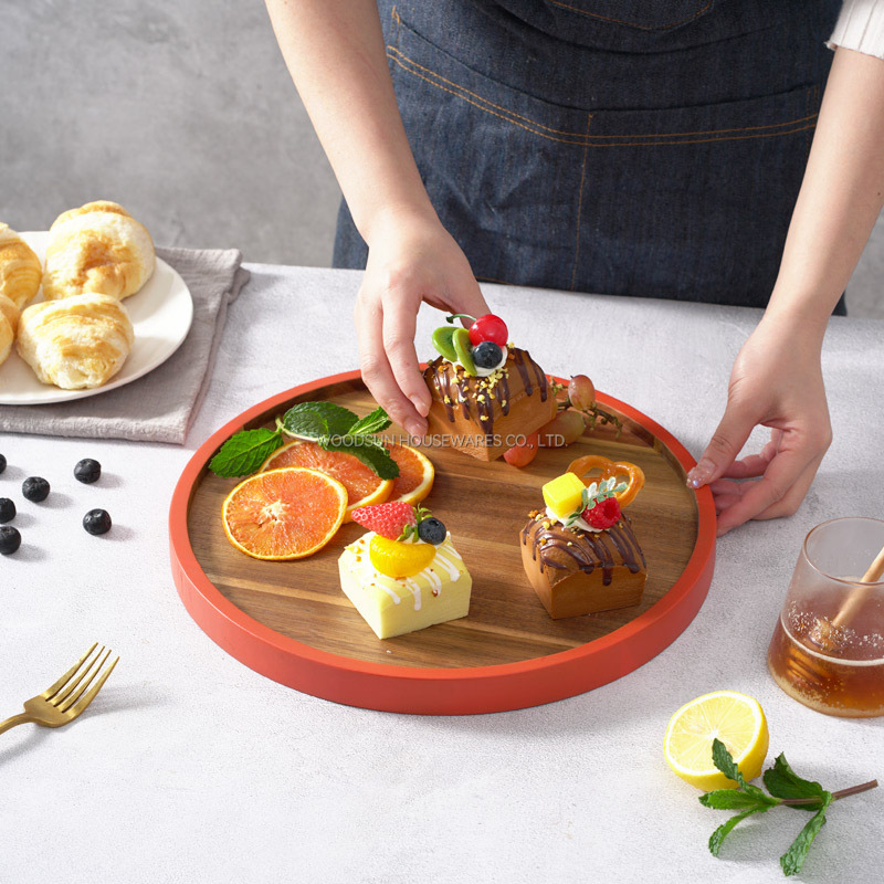 Woodsun Eco Friendly Appetizer Serving Acacia Wood Dessert Plates Food Kids