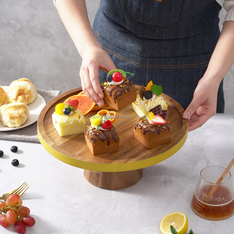 Woodsun Custom Wedding Wood Cake Plate Stand Manufacturer Snack Plate