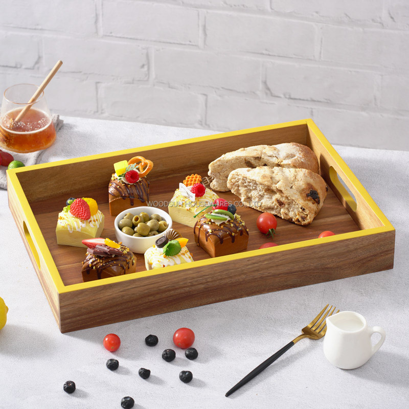 Woodsun Custom Manufacturer Wooden Desert Wood Serving Tray With Handles