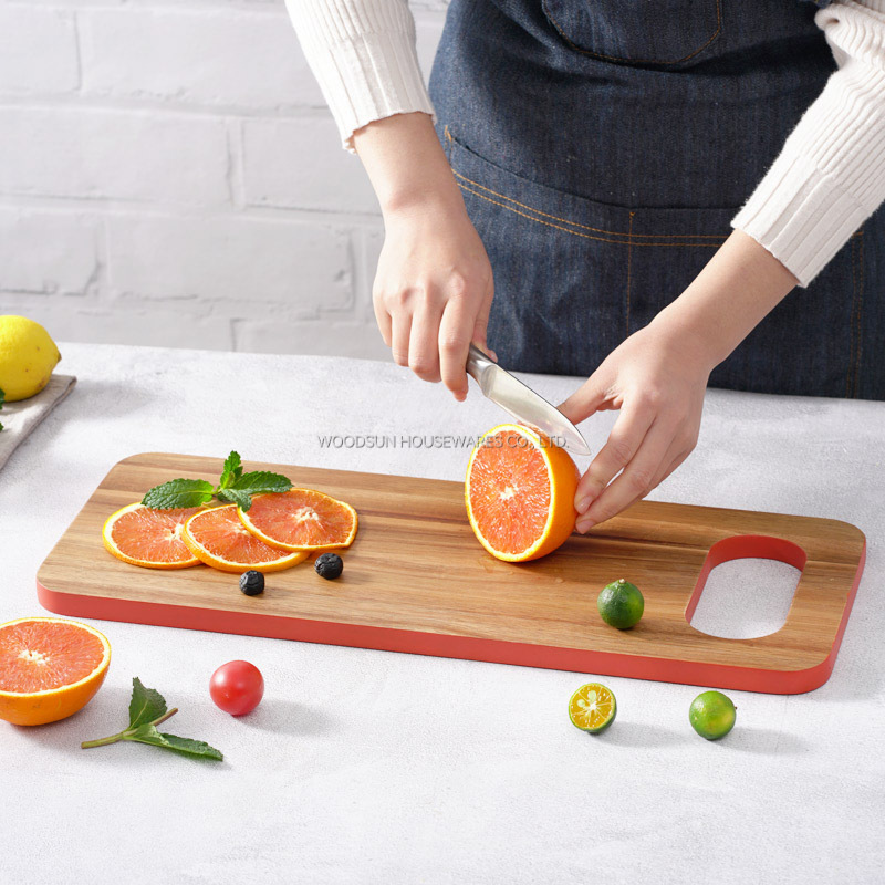 Woodsun NEW Colored Edge Alibaba B2B Acacia Wood Cutting Board China Manufacturer