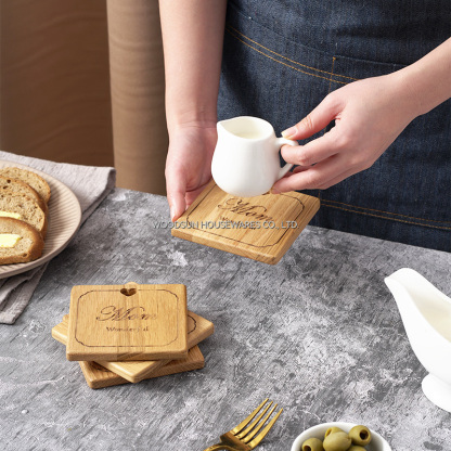 Woodsun 2024 Natural Mother's Day Gift Place Mats Wood Coffee Coaster Set for Sale
