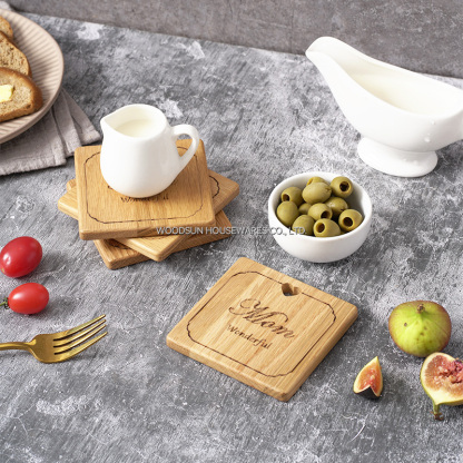 Woodsun 2024 Natural Mother's Day Gift Place Mats Wood Coffee Coaster Set for Sale
