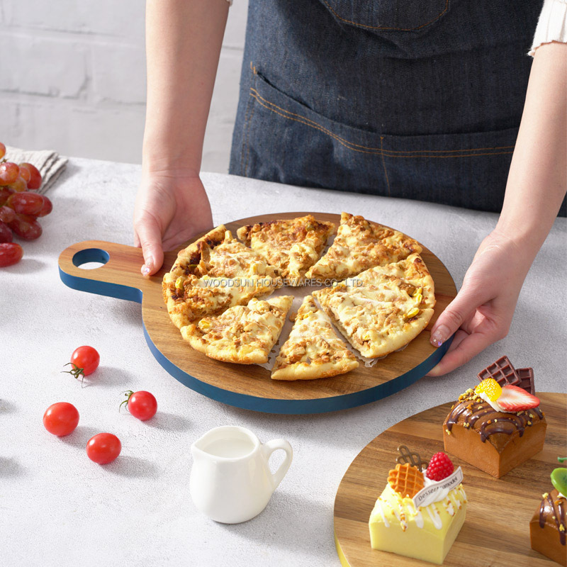 Woodsun NEW Colored Edge Meat Acacia Cutting Board Wood Round