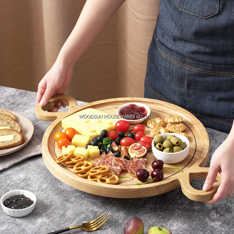 Woodsun Mother's Day Gift Heart Shaped Handle Wooden Serving Trays Luxury