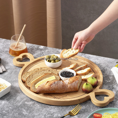 Woodsun Mother's Day Gift Heart Shaped Handle Wooden Serving Trays Luxury