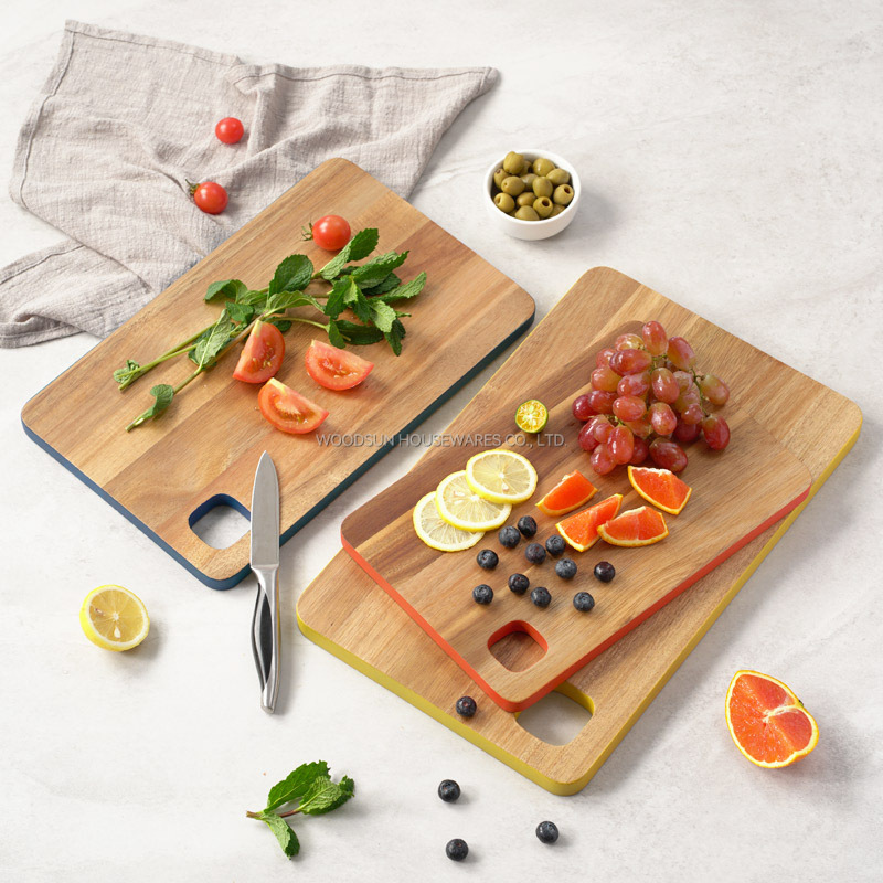 Woodsun NEW Colored Edge Pattern Wood Cutting Board Wholesale