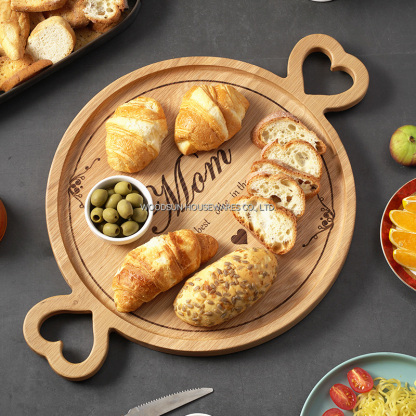 Woodsun Mother's Day Gift Heart Shaped Handle Wooden Serving Trays Luxury