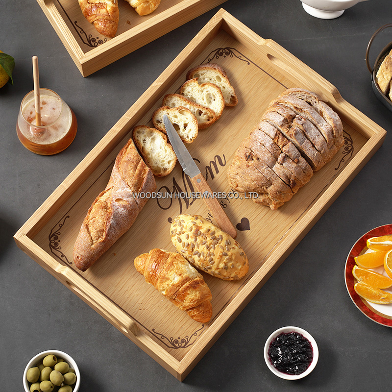 Woodsun Mother's Day Gift Wooden Food Trays Set Serving