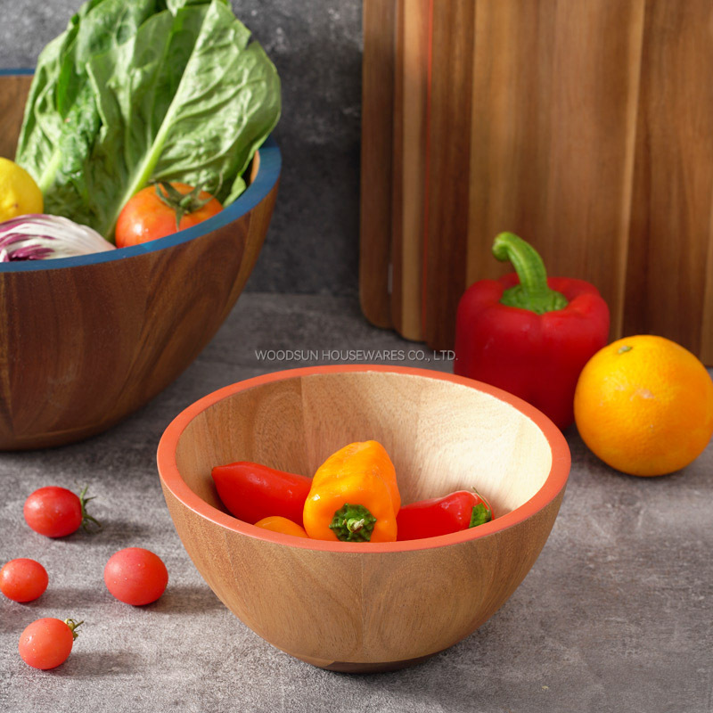 Woodsun Professional Supplier 2025 Acacia Wood Fruit Salad Bowl