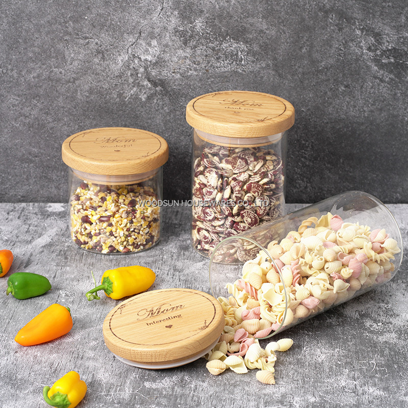 Woodsun Eco-friendly Canister Custom Glass Wooden Container for Food 2025