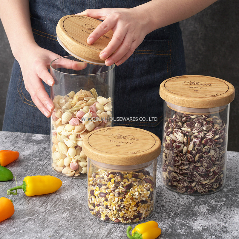 Woodsun Eco-friendly Canister Custom Glass Wooden Container for Food 2025