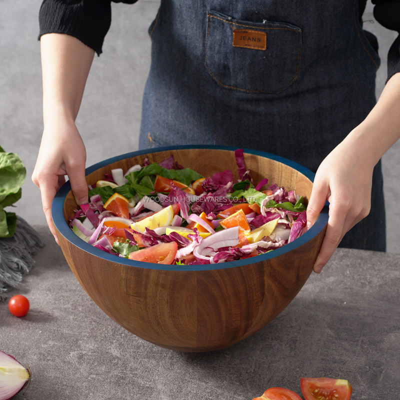 Woodsun Professional Supplier 2025 Acacia Wood Fruit Salad Bowl