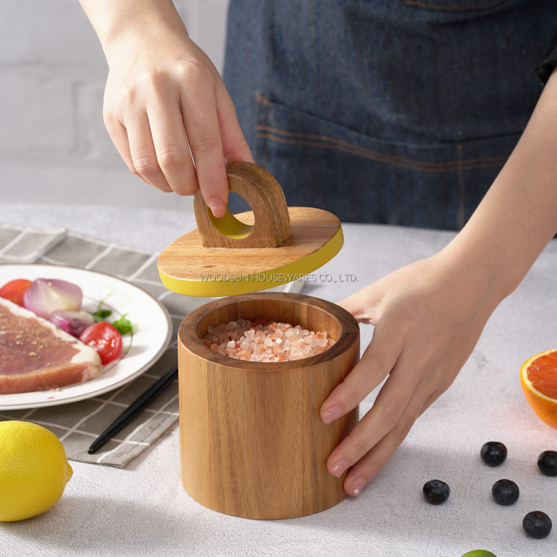 Woodsun Custom Manufacturer Sugar Salt Box Spice Wooden Canisters