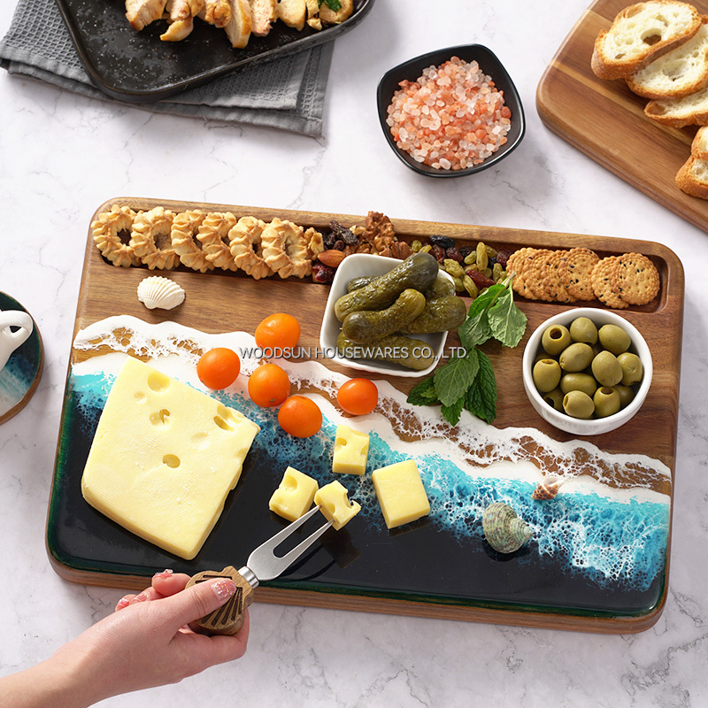 Woodsun Plato De Quesos Expendable Shell Shape Handle Wood Cheese Board Knife Set With Board