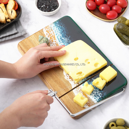 Woodsun Plato De Quesos Acacia Wood Cheese Board With Slicer