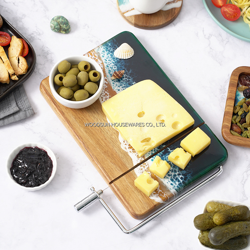 Woodsun Plato De Quesos Acacia Wood Cheese Board With Slicer