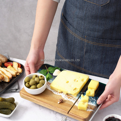 Woodsun Plato De Quesos Acacia Wood Cheese Board With Slicer