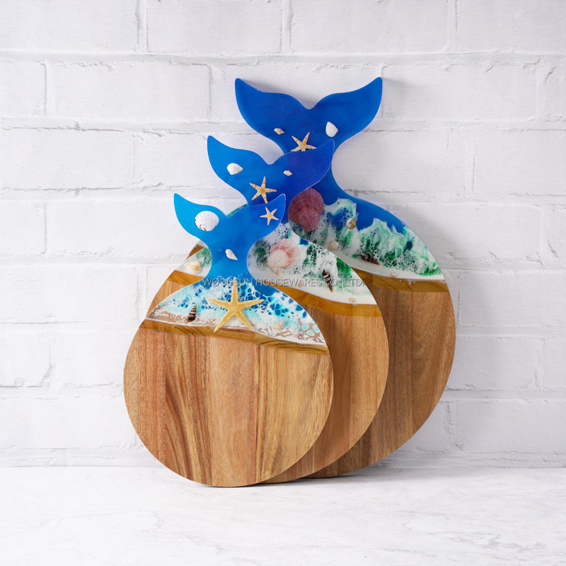 WOODSUN New Ocean Series Fish Shaped Cutting Board Acacia Wood Pizza Serving Board