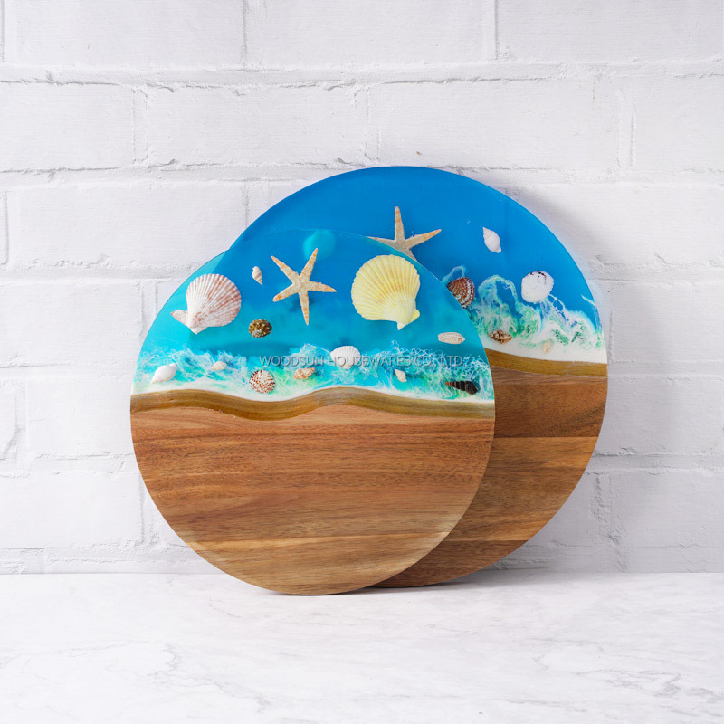 WOODSUN New Ocean Resin Series Wooden Custom Cutting Board Kitchen
