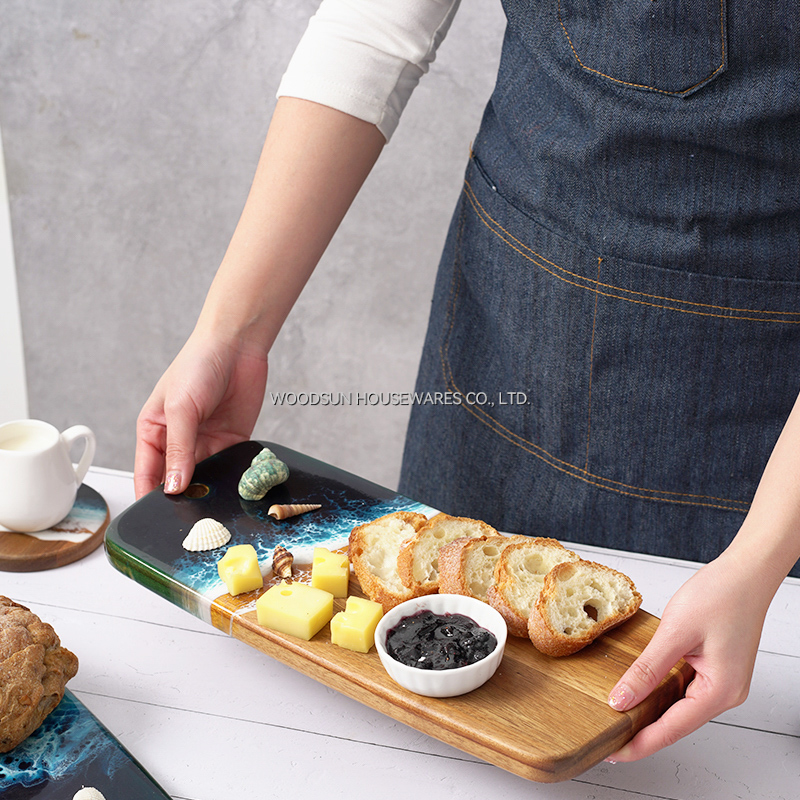 Woodsun Acacia Sea Wave Resin Custom Party Serving Tray Restaurant Food
