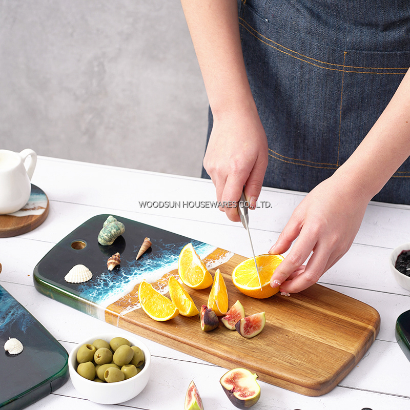 Woodsun Acacia Sea Wave Resin Custom Party Serving Tray Restaurant Food