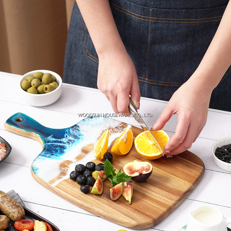 Woodsun Acacia Sea Wave Resin Wood Trays Wood Set Serving