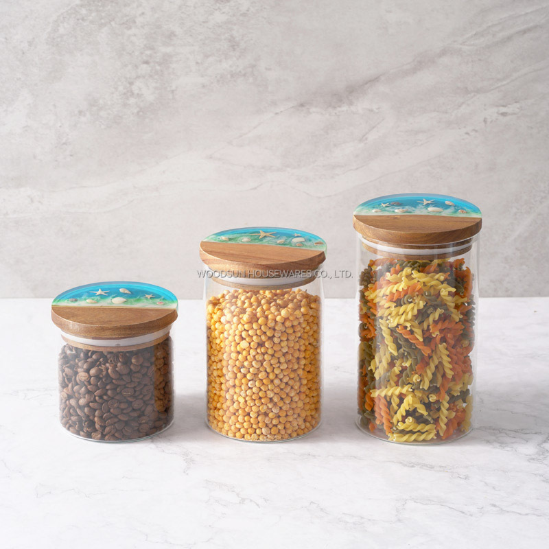 Woodsun Custom Manufacturer Food Storage Jar Container Glass Canister For Christmas Gift