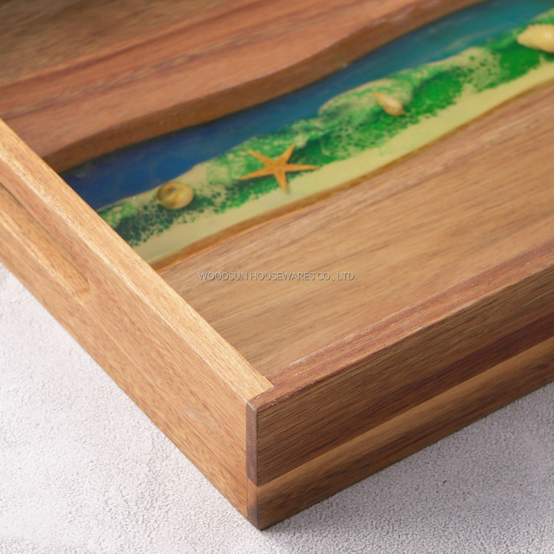 Woodsun New Ocean Resin Series Epoxy Resin Serving Tray For Restaurant