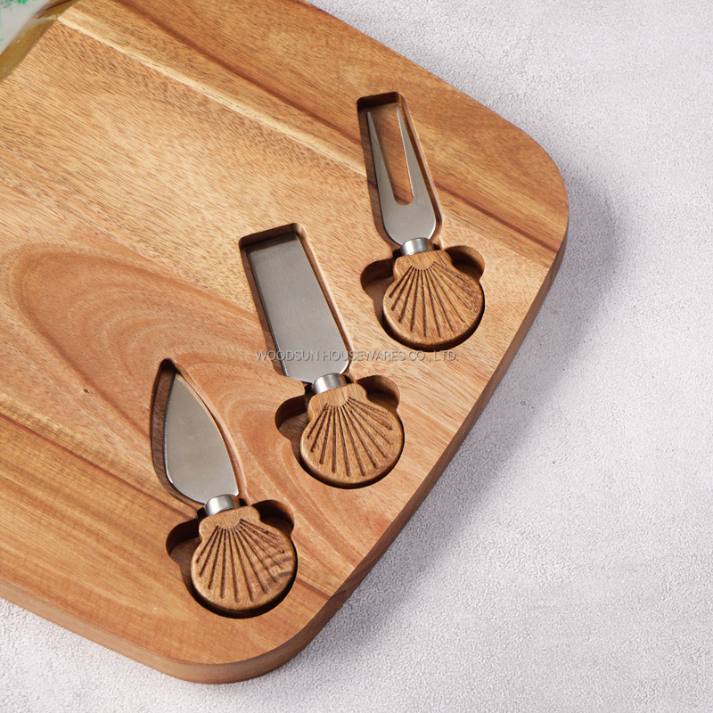 Woodsun Custom Design Ocean Resin Series Wholesale Acacia Charcuterie Cheese Board