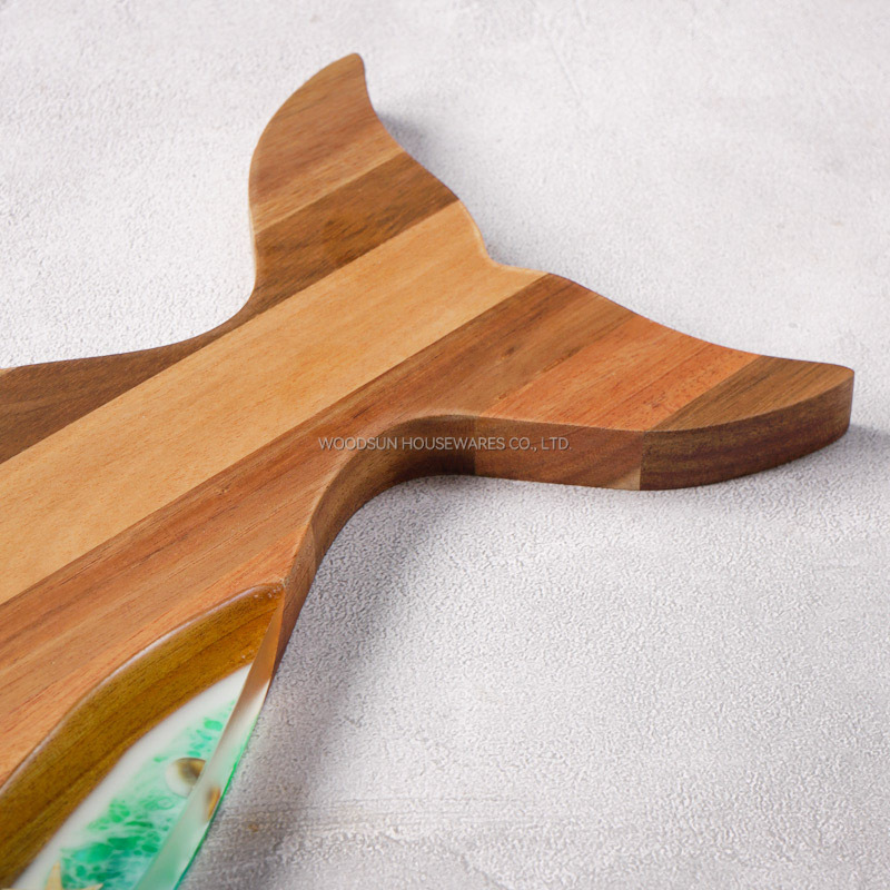 WOODSUN New Ocean Resin Series Whale Shaped Mini Small Cutting Boards