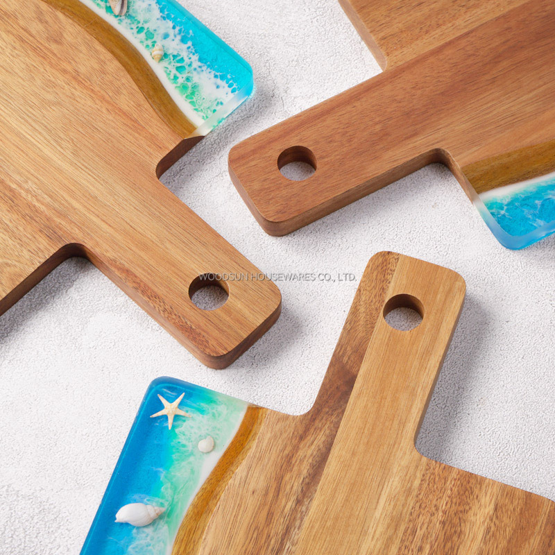 WOODSUN New Ocean Paddle Charcuterie Cutting Board Epoxy Resin Board Serving