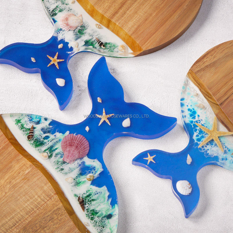 WOODSUN New Ocean Series Fish Shaped Cutting Board Acacia Wood Pizza Serving Board