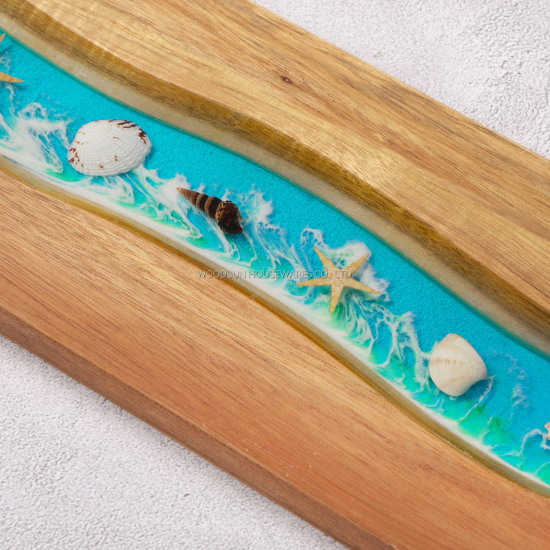 WOODSUN New Ocean Resin Series Acacia Wood Bread Cutting Boards Wholesale