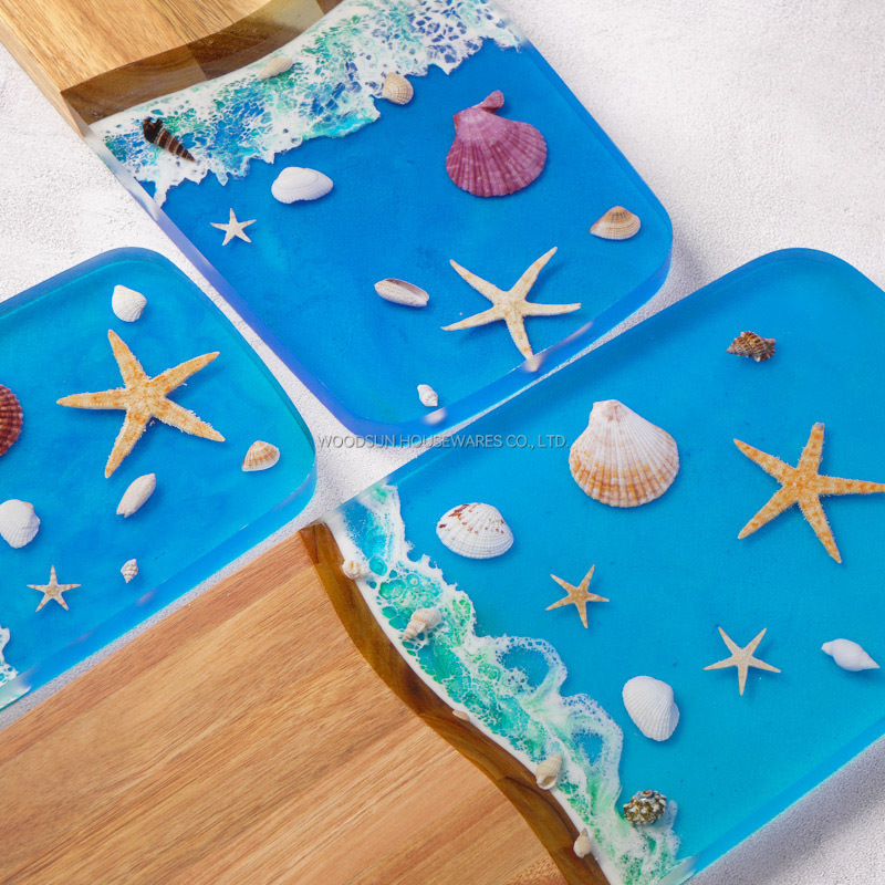 WOODSUN New Ocean Resin Series Acacia Wood Kitchen Wholesale Cutting Board