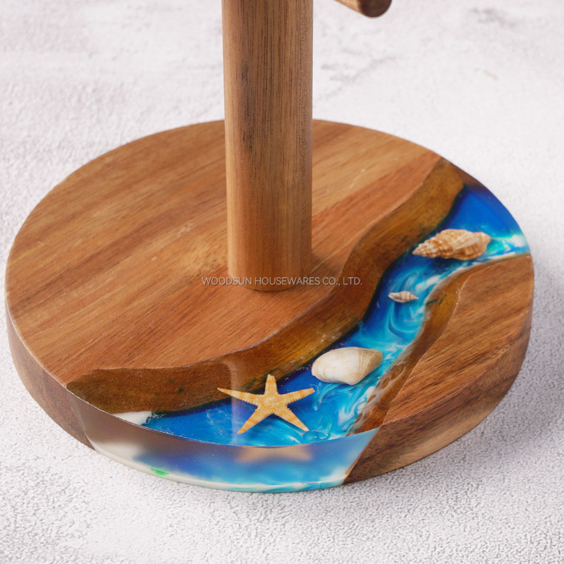 Woodsun Custom Ocean Resin Series Wood Cup Holder Mug Cup Tree