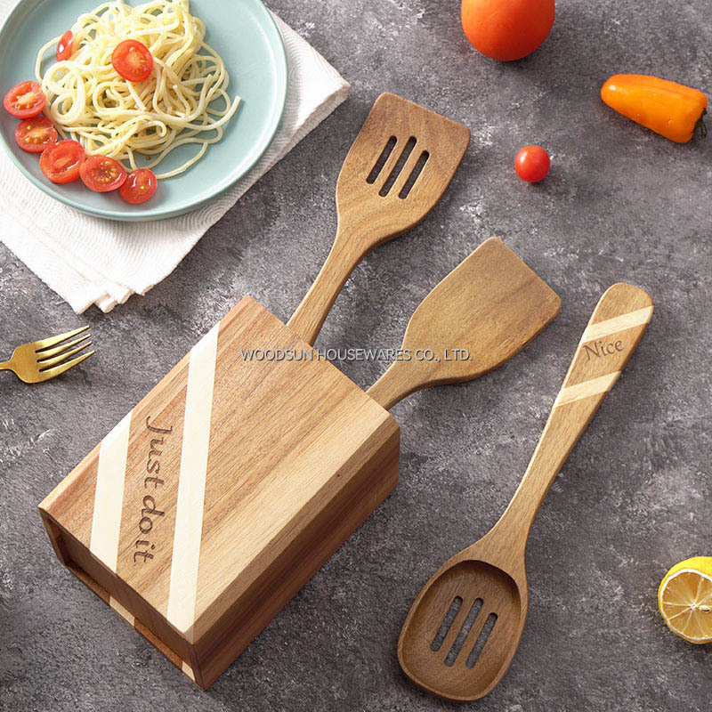 Woodsun Utensilios De Cocina Wooden Kitchen Utensils Holder for Cutlery