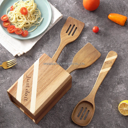 Woodsun Utensilios De Cocina Wooden Kitchen Utensils Holder for Cutlery