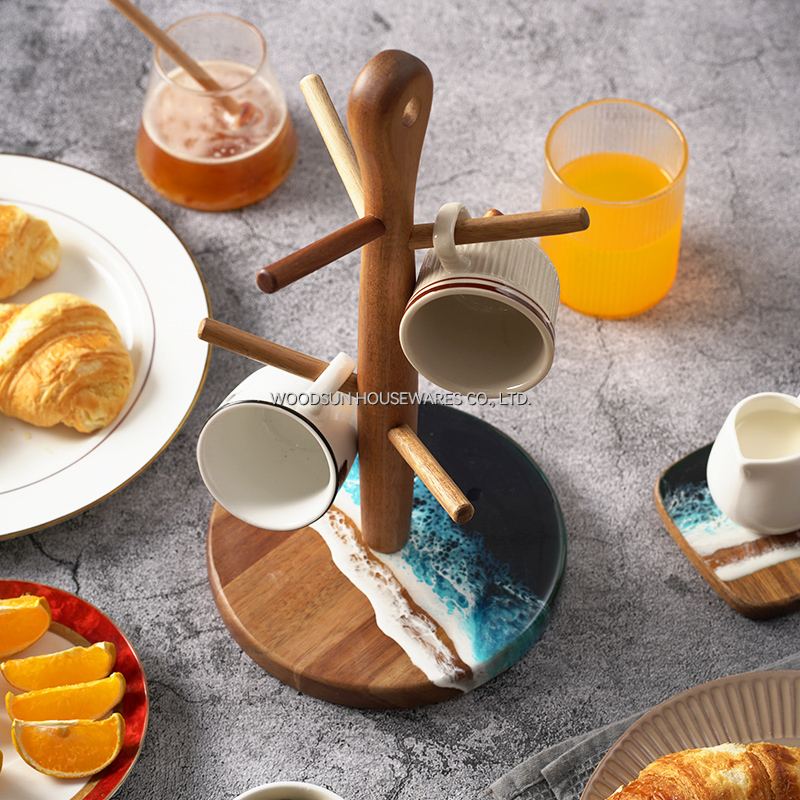 Woodsun Manufacturer Wooden Mug Tree Stand Mug Cup Holder