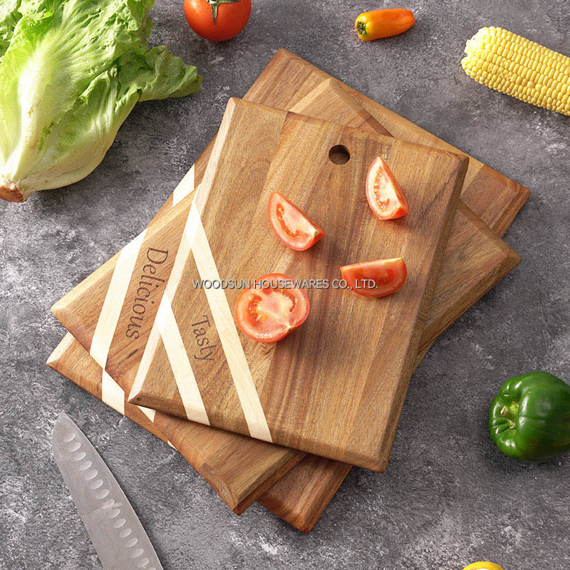 Woodsun Kitchen Acacia Custom Multifunctional Cutting Board Wholesale With Hanging Hole
