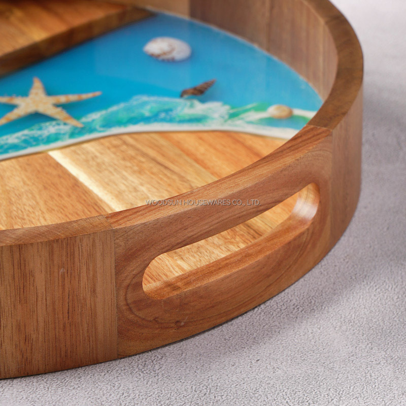 Woodsun New Ocean Resin Series Food Fruit Arabic Sublimation Serving Tray