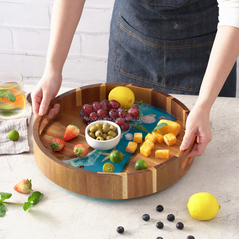 Woodsun New Ocean Resin Series Food Fruit Arabic Sublimation Serving Tray