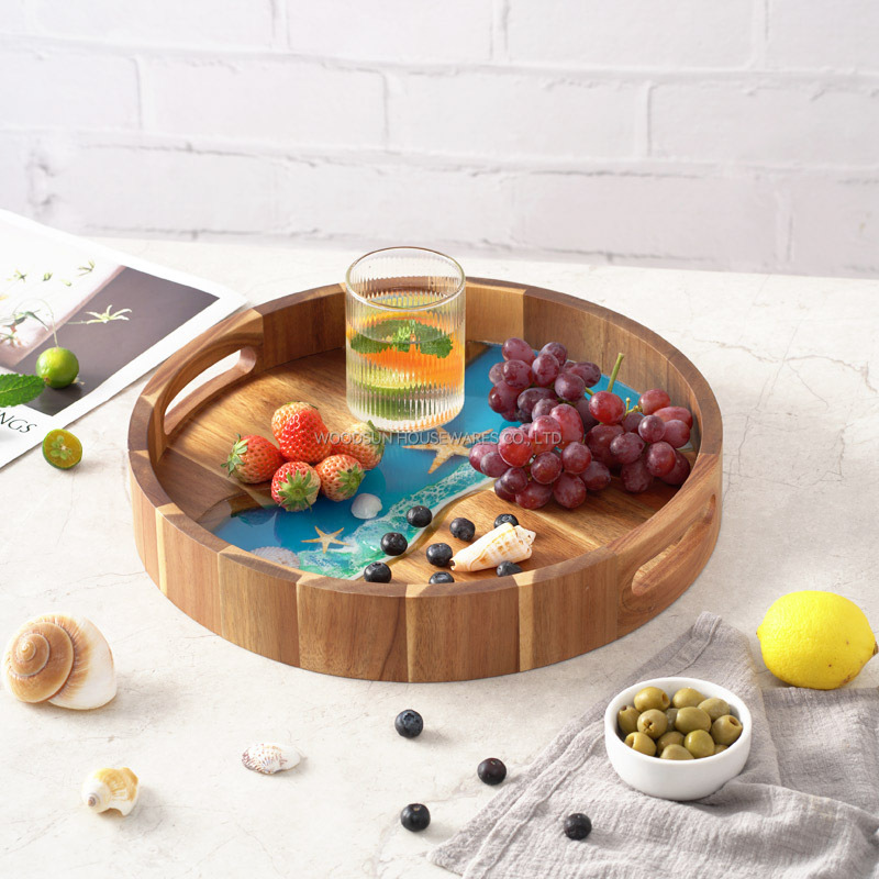 Woodsun New Ocean Resin Series Food Fruit Arabic Sublimation Serving Tray