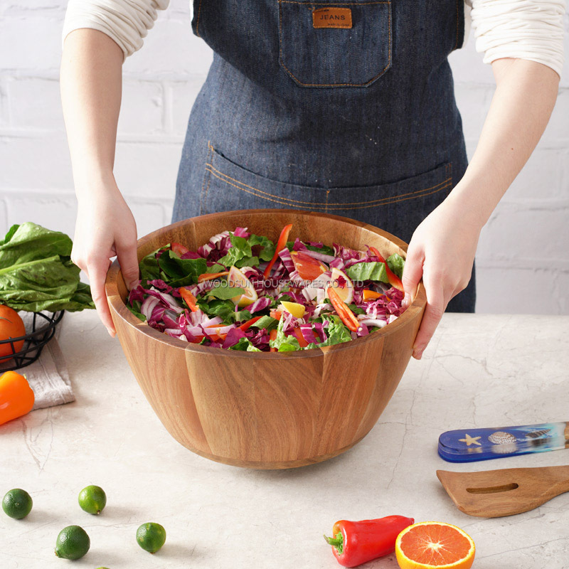 Woodsun 2025 New Products Big Salad Mixing Bowls Wood