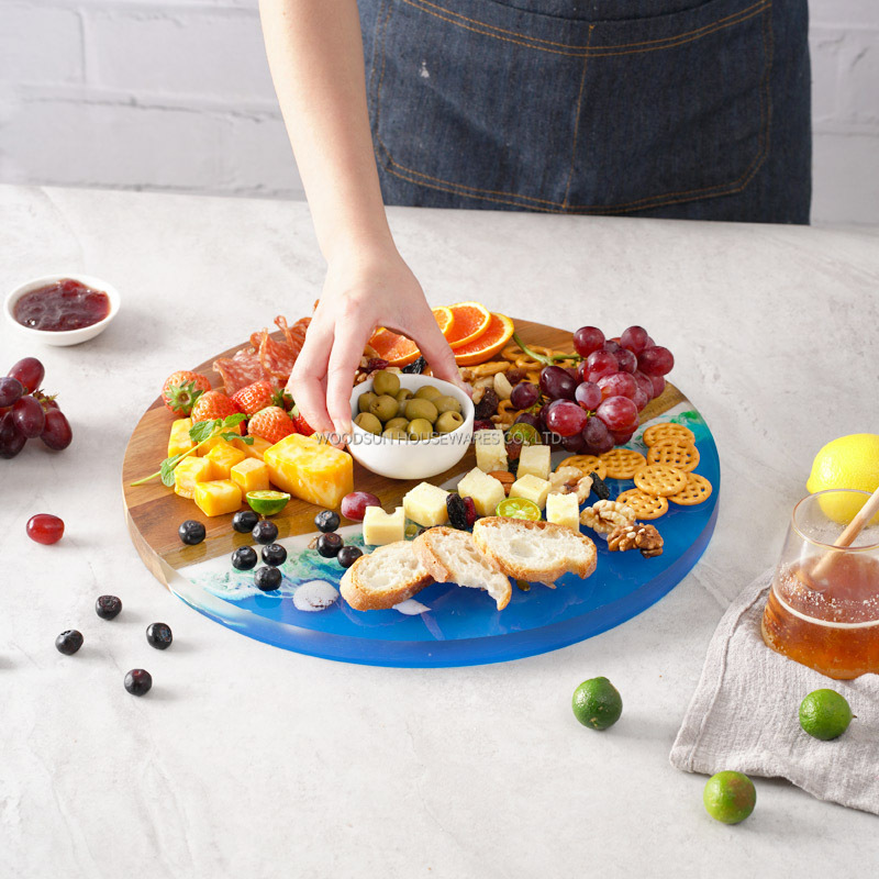 WOODSUN New Ocean Resin Series Wooden Custom Cutting Board Kitchen