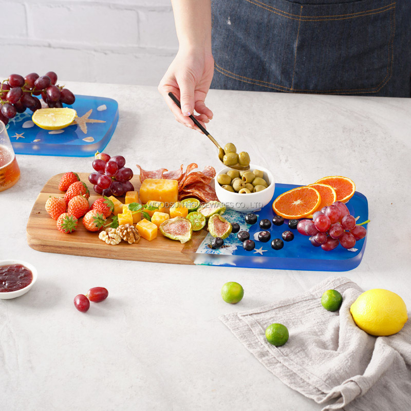 WOODSUN New Ocean Resin Series Acacia Wood Kitchen Wholesale Cutting Board
