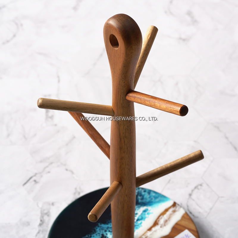 Woodsun Manufacturer Wooden Mug Tree Stand Mug Cup Holder